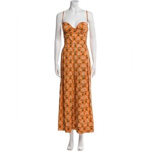 Agua Bendita Vibrant Orange Floral Maxi Dress